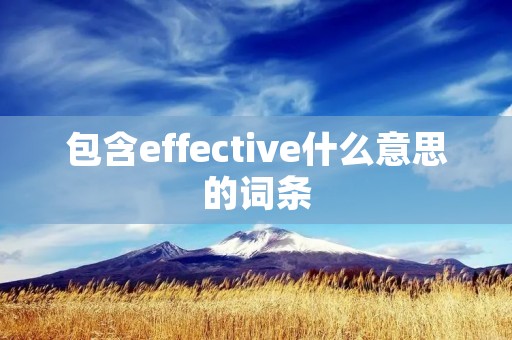 包含effective什么意思的词条 包含effective什么意思的词条