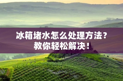 冰箱堵水怎么处理方法？教你轻松解决！