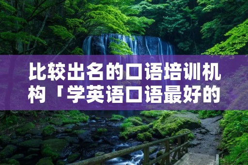 比较出名的口语培训机构「学英语口语最好的机构」