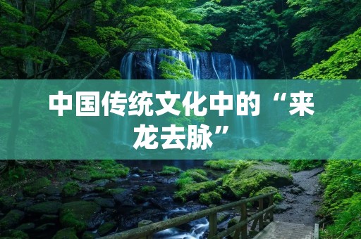 中国传统文化中的“来龙去脉”