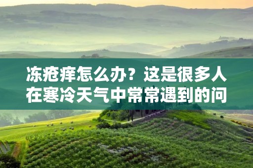冻疮痒怎么办？这是很多人在寒冷天气中常常遇到的问题。冻疮是由于皮肤受到极度低温的**而引起的一种疾病，其主要症状包括疼痛、瘙痒、红肿等。在冬季，由于气温下降，很多人的手脚容易受到冻疮的影响，因此对于冻疮痒怎么办这个问题，我们需要掌握一些基本的知识和方法。