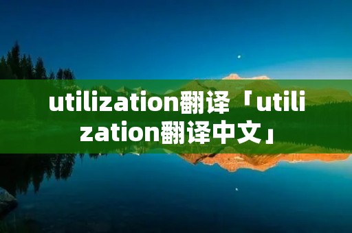 utilization翻译「utilization翻译中文」