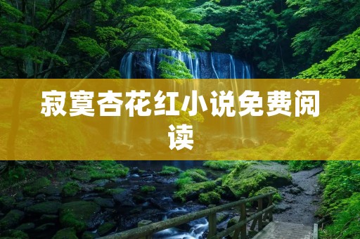 寂寞杏花红小说免费阅读:让你感受生命中的孤独和温暖