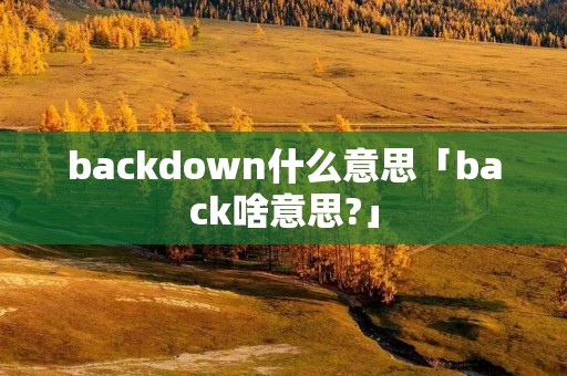 backdown什么意思「back啥意思?」