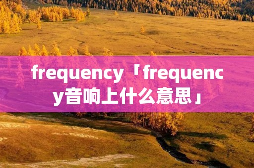 frequency「frequency音响上什么意思」