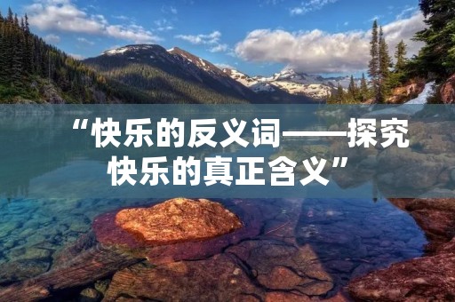 “快乐的反义词——探究快乐的真正含义”