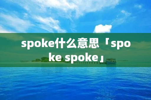 spoke什么意思「spoke spoke」