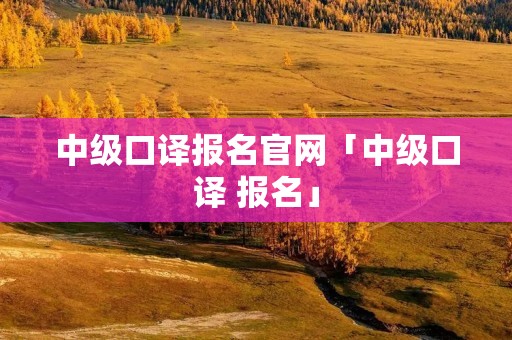 中级口译报名官网「中级口译 报名」
