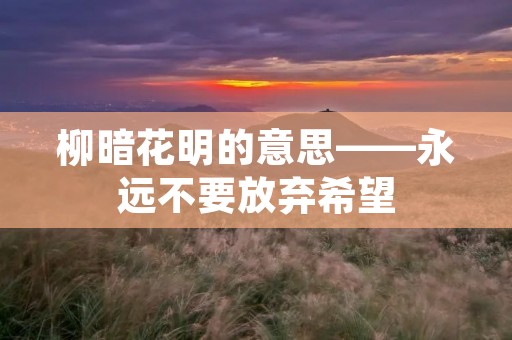柳暗花明的意思——永远不要放弃希望