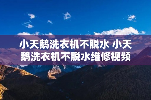 小天鹅洗衣机不脱水 小天鹅洗衣机不脱水维修视频 小天鹅洗衣机不脱水 小天鹅洗衣机不脱水维修视频
