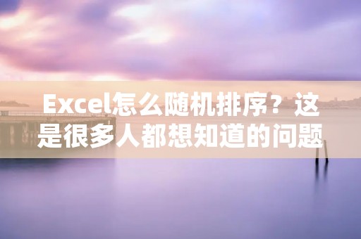 Excel怎么随机排序?这是很多人都想知道的问题。在Excel中,随机排序可以帮助我们在大量数据中快速找到所需信息,提高工作效率。那么,如何在Excel中进行随机排序呢?下面,我们就来详细介绍。