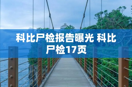 科比尸检报告曝光 科比尸检17页