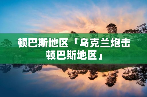 顿巴斯地区「乌克兰炮击顿巴斯地区」