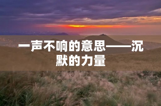 一声不响的意思——沉默的力量