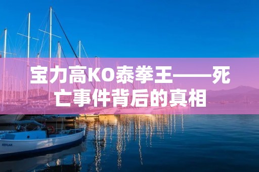 宝力高KO泰拳王——死亡事件背后的真相 宝力高KO泰拳王——死亡事件背后的真相