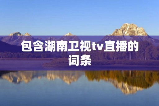 包含湖南卫视tv直播的词条