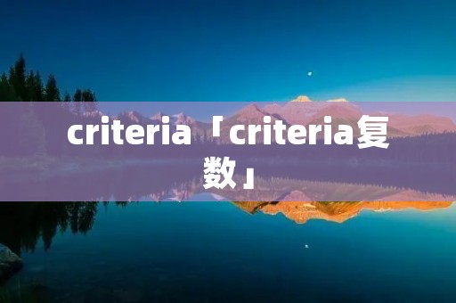 criteria「criteria复数」
