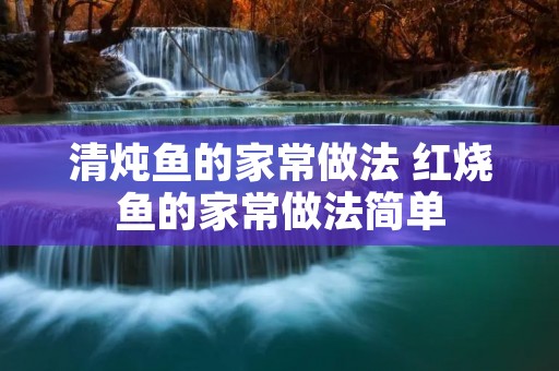 清炖鱼的家常做法 红烧鱼的家常做法简单