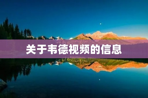 关于韦德视频的信息 关于韦德视频的信息