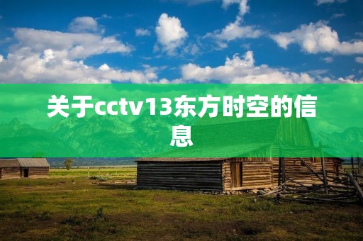 关于cctv13东方时空的信息