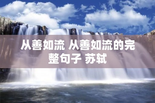 从善如流 从善如流的完整句子 苏轼
