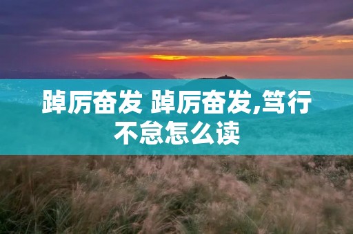 踔厉奋发 踔厉奋发,笃行不怠怎么读