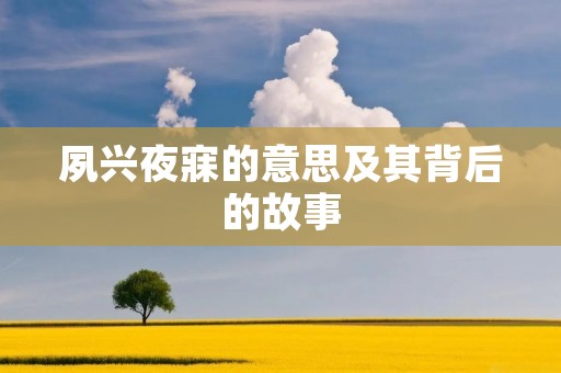 夙兴夜寐的意思及其背后的故事