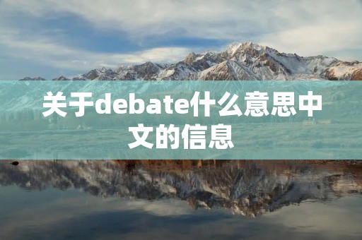 关于debate什么意思中文的信息 关于debate什么意思中文的信息