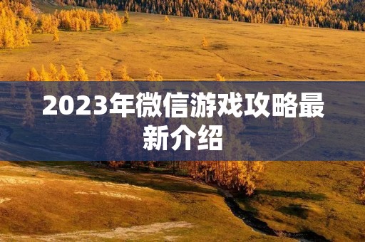 2023年微信游戏攻略最新介绍