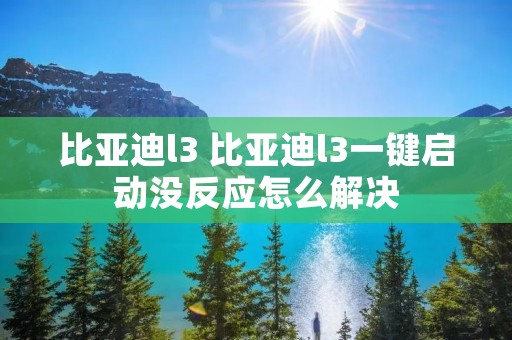 比亚迪l3 比亚迪l3一键启动没反应怎么解决