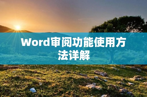 Word审阅功能使用方法详解