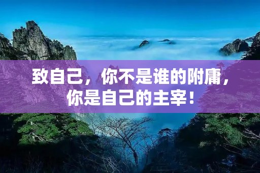 致自己,你不是谁的附庸,你是自己的主宰!