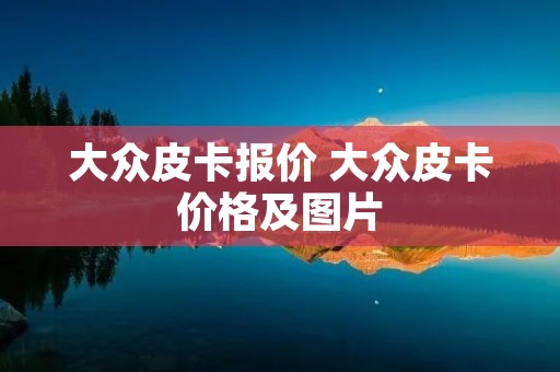 大众皮卡报价 大众皮卡价格及图片