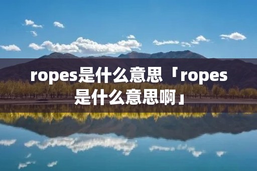 ropes是什么意思「ropes是什么意思啊」