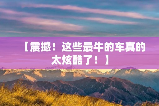 【震撼!这些最牛的车真的太炫酷了!】 【震撼!这些最牛的车真的太炫酷了!】