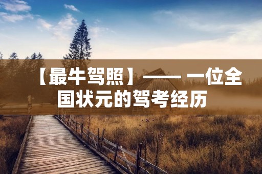【最牛驾照】—— 一位全国状元的驾考经历 【最牛驾照】—— 一位全国状元的驾考经历
