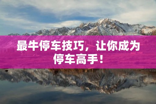 最牛停车技巧,让你成为停车高手! 最牛停车技巧,让你成为停车高手!