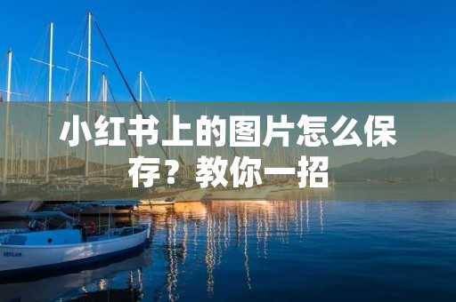 小红书上的图片怎么保存?教你一招
