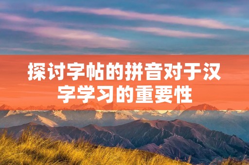 探讨字帖的拼音对于汉字学习的重要性