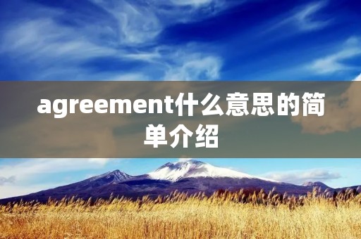 agreement什么意思的简单介绍