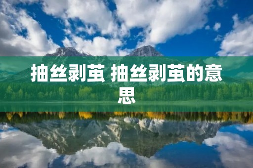 抽丝剥茧 抽丝剥茧的意思