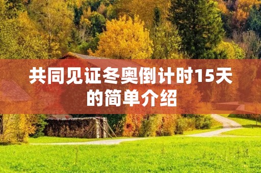 共同见证冬奥倒计时15天的简单介绍 共同见证冬奥倒计时15天的简单介绍