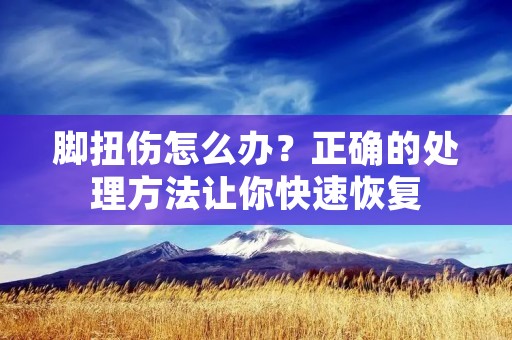 脚扭伤怎么办?正确的处理方法让你快速恢复 脚扭伤怎么办?正确的处理方法让你快速恢复