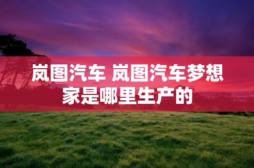 岚图汽车 岚图汽车梦想家是哪里生产的 岚图汽车 岚图汽车梦想家是哪里生产的