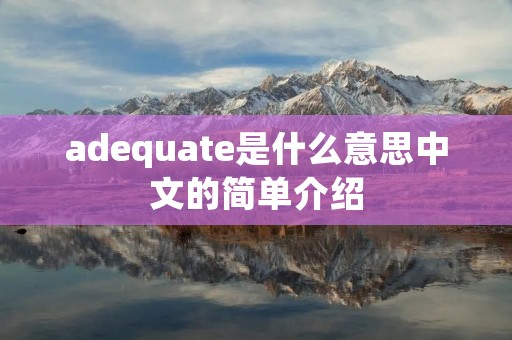 adequate是什么意思中文的简单介绍