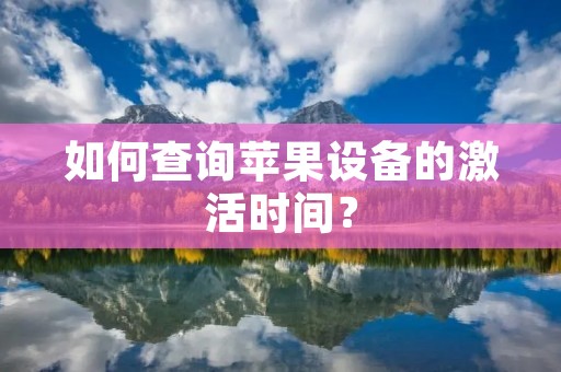 如何查询苹果设备的激活时间?