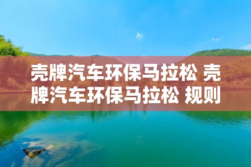 壳牌汽车环保马拉松 壳牌汽车环保马拉松 规则