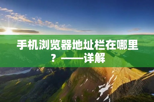 手机浏览器地址栏在哪里?——详解