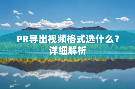 PR导出视频格式选什么?详细解析