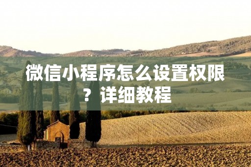 微信小程序怎么设置权限?详细教程